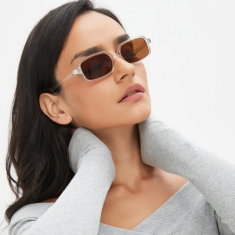 Nueva gran oferta, gafas de sol con montura cuadrada pequeña, gafas de sol a la moda para mujer, gafas Vintage para hombre, gafas con logotipo personalizado, sombrilla de tendencia