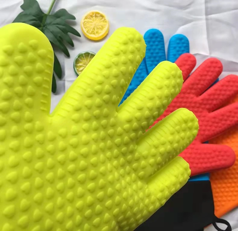 Custom Wholesale Silicone Heat-Resistant Gloves Cooking BBQ Cotton Kitchen Microwave Mittens Oven Glove Heat Resistant Gloves details