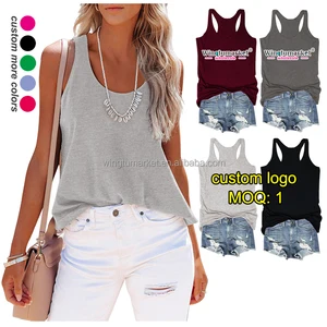 Custom logo Print tank Top Loose Sublimation Monogram Personalized tank Tops Women