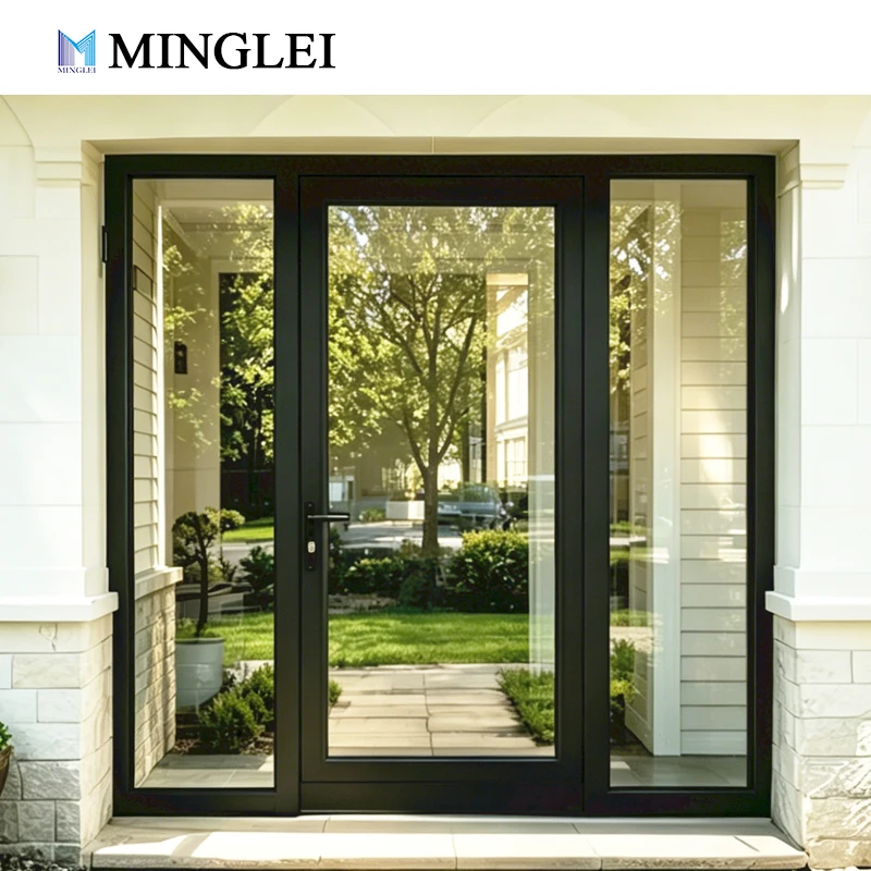 product custom black aluminum outswing front door nfrc certified  thermal insulation triple pane casement door exterior door-1
