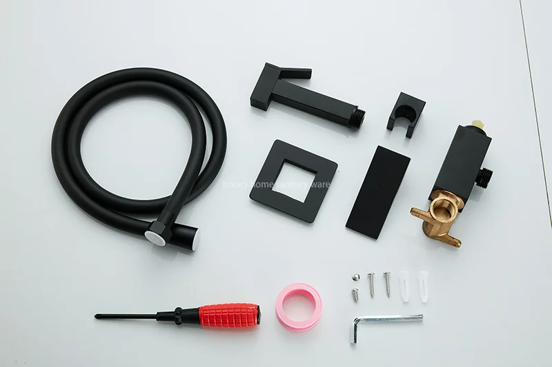 product factory direct selling simple black square bathroom bidet sprayer spray handheld bidet toilet sprayer kit-13