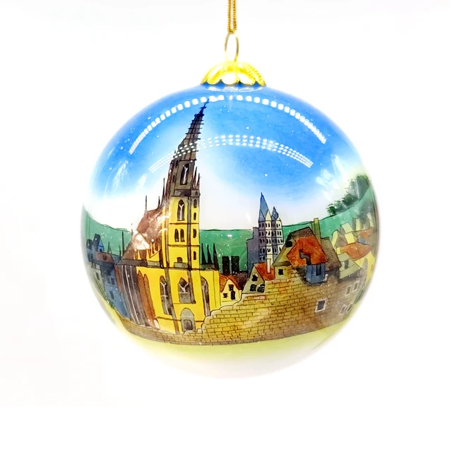 Factory customized high-end hand-painted architectural style glass material collection gift holiday decorations