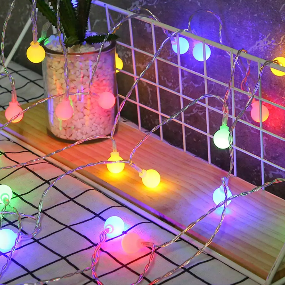 Small Round Ball Led String Lights,Outdoor Waterproof Battery Creative