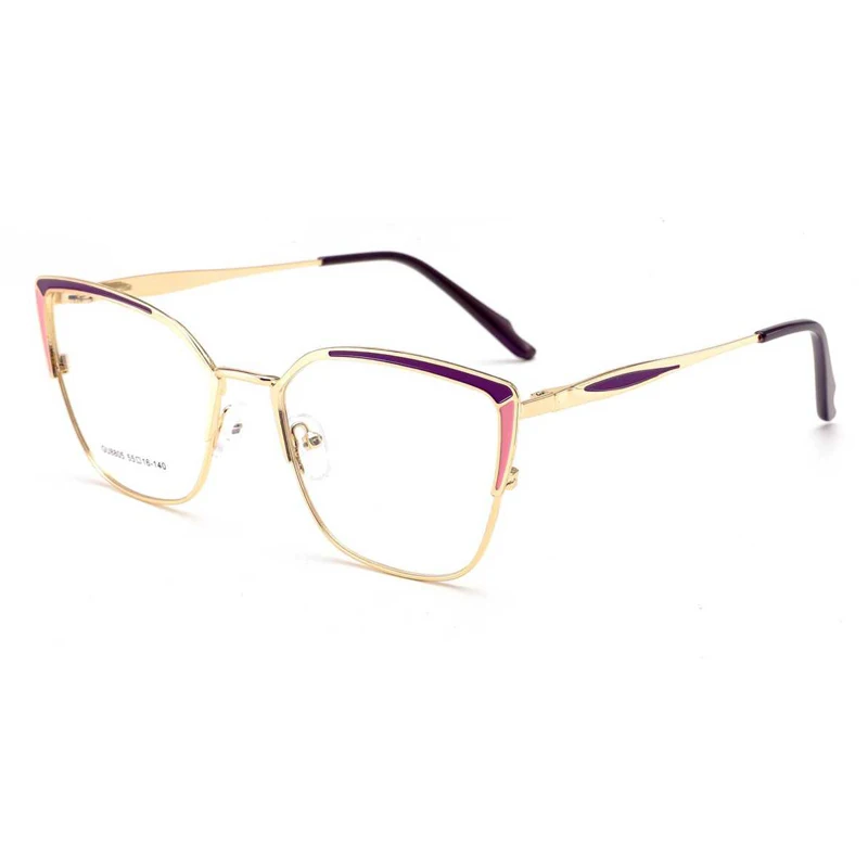 WHEF-GU8805 New Arrival Women Square Fashion Metal Eyeglasses Frames for All Face Eyewear Spectacles with Spring Tip Temple