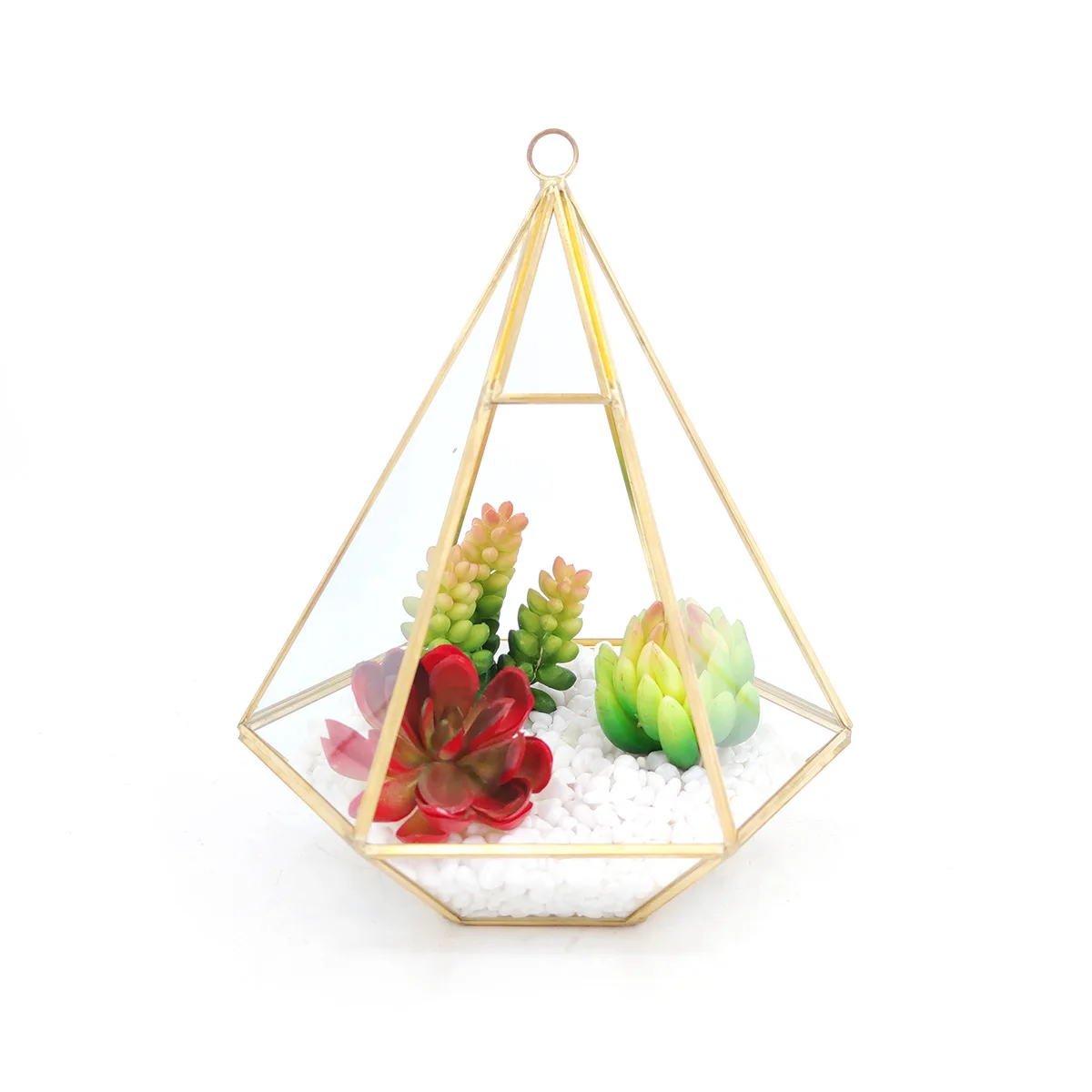 Home Indoor Decoration Modern Terrarium Clear Glass Vase Geometric Hanging Terrarium Home Tabletop Decor Pot Pyramid Diamo