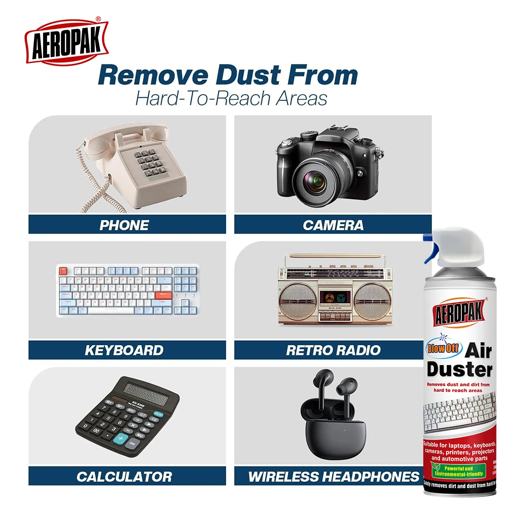 Aeropak 500ml Dust-Off Compressed Gas Duster Blow Off Air Duster Air Duster Spray