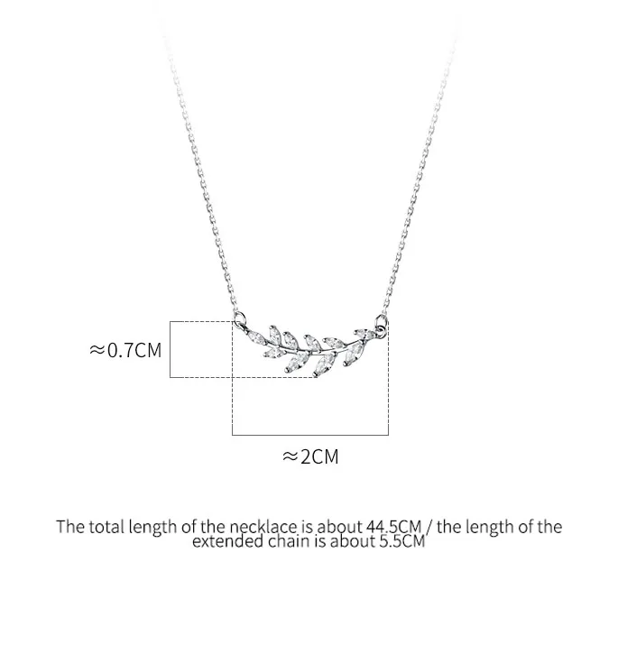 New Fashion Jewelry S925 Sterling Silver Cubic Zirconia Leaf Choker