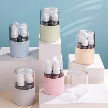 Empty mini 4 in 1 Plastic Cosmetics Bottles travel set  Travel Jars Set