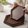 410 Walnut-colored hexagonal flat-handled three-piece set