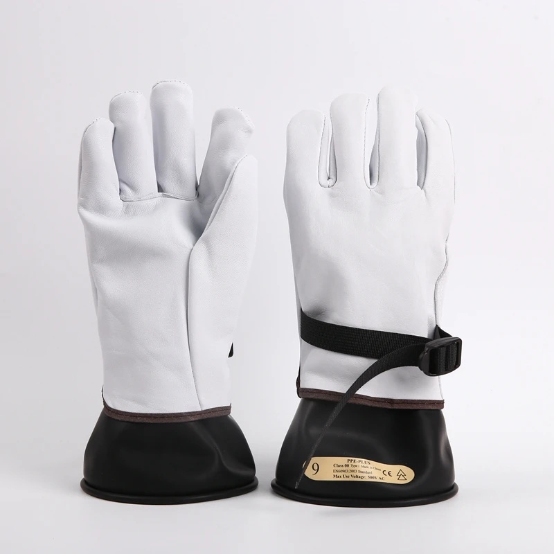 Elektriker handschuhe Klasse 00 Schwarze Gummi handschuhe Max 500V Ac