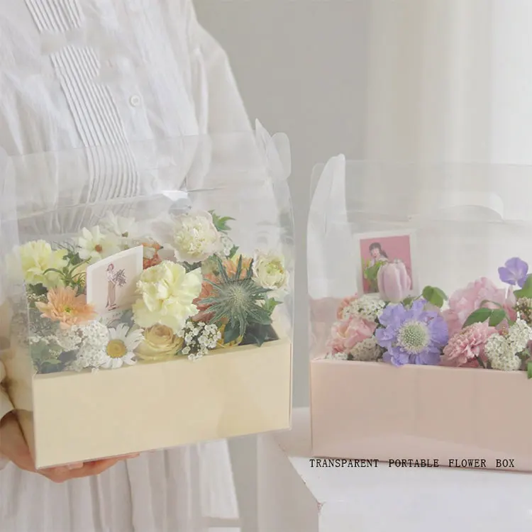 Transparent Plastic Preserved Bouquet Rose Packaging Gift Boxes Portable Clear PVC Flower Box