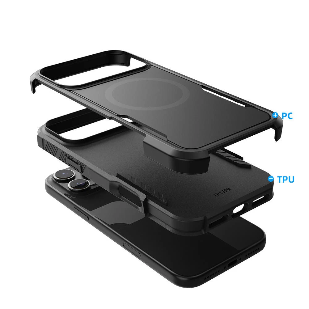 product laudtec 2 in 1 tpu pc shockproof mobile phone case strong magnetic custom logo oem for iphone air 17 15 pro max 17e sjk1117-4