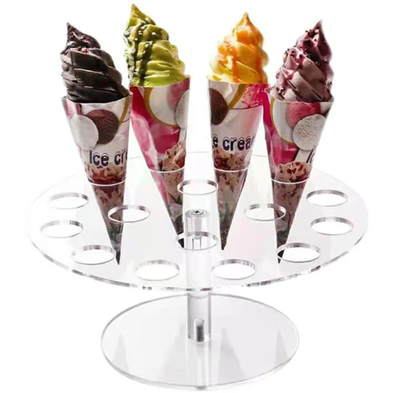 Transparent Custom Acrylic Ice Cream Cone Display Stand Holder for Kids