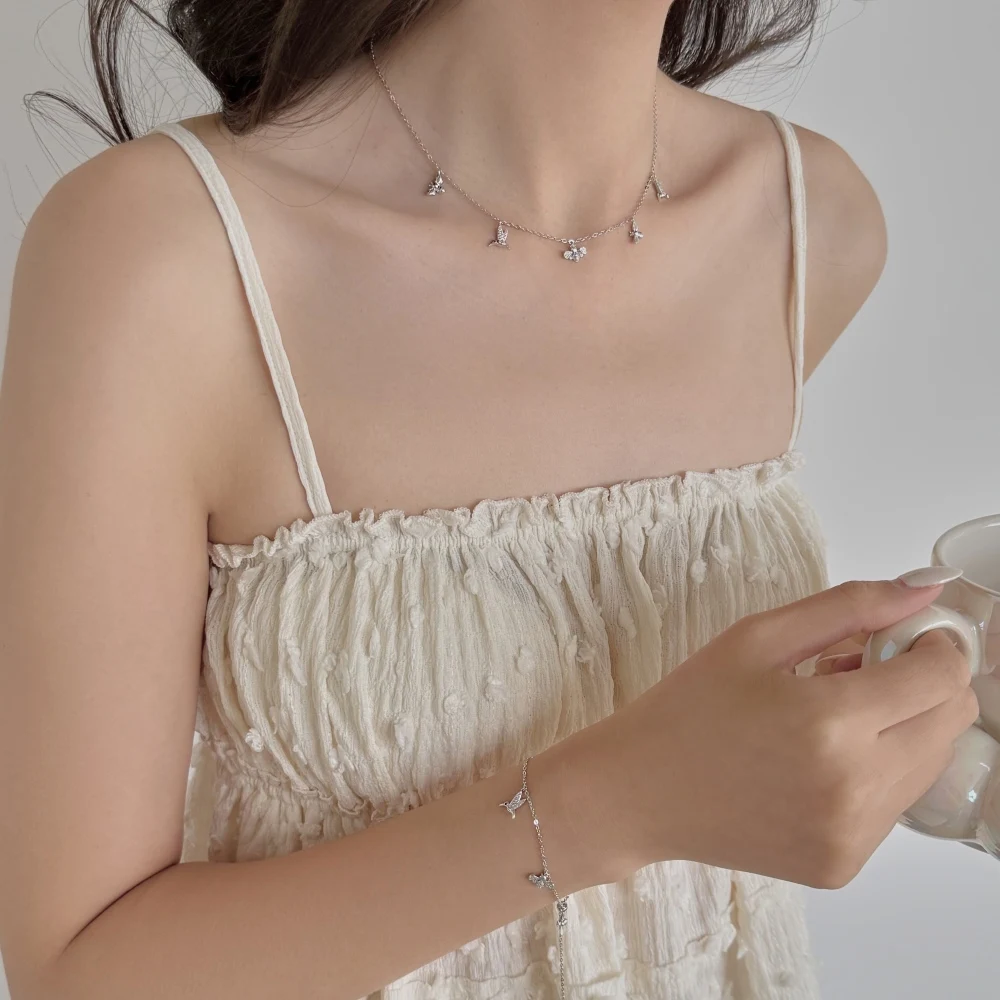 KAKODIY exquisite charm design 925 Sterling Silver chain 5A straight-pull cubic zirconia hummingbird pendant necklace women's daily wear jewelry detail 4