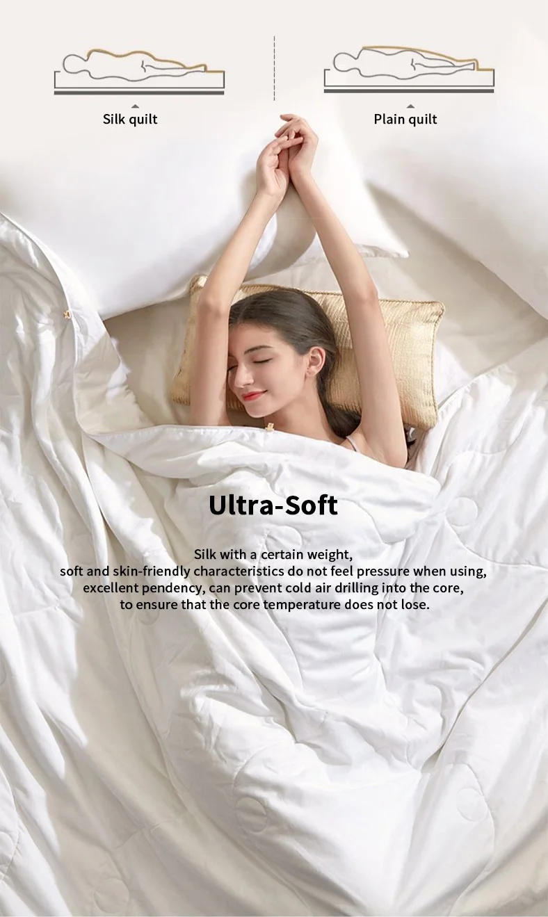 Natural Soft High Grade Luxury Brocade Floss Pure Silk Duvet Cover Silk