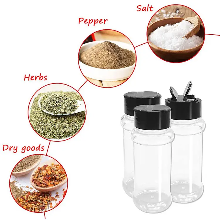 Color Box 80-360ml Herbs Spice Tools Empty Spice Packaging Salt Shaker Plastic Spice Bottle Jars Bottles 50 Gramz Masala Plastic details