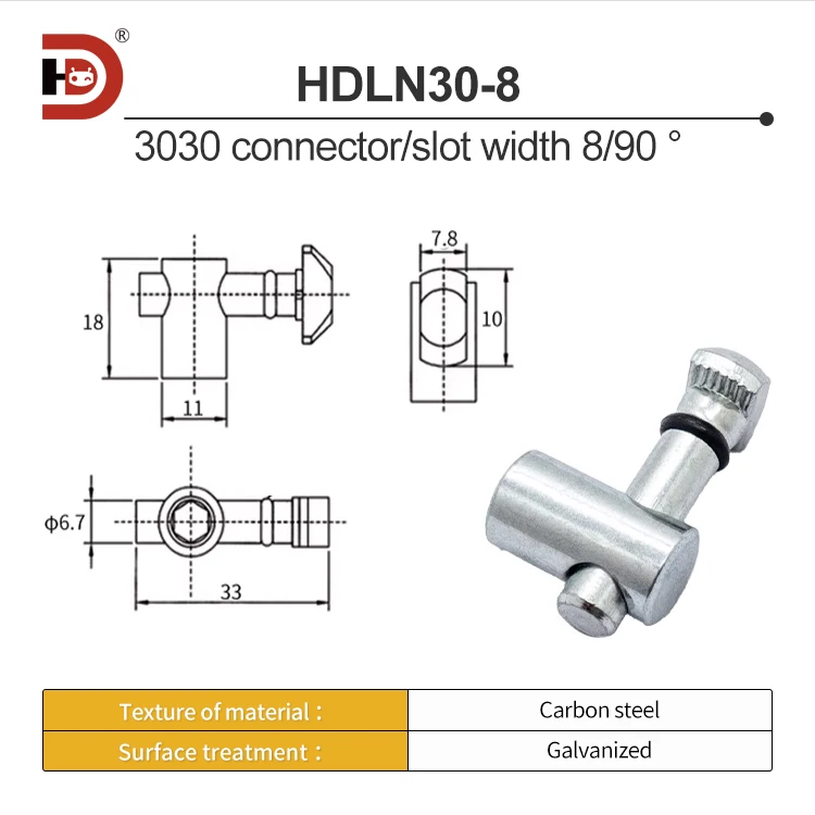 3040 Industrial Aluminum Profile Anchor Connectors with Built-in Right Angle Fasteners and 90/180 Degree Locking Components factory