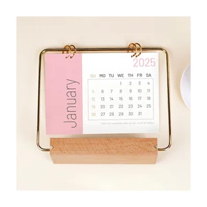 Wholesale Wooden Stand Calendar 52weeks Business Gift Agenda Custom logo Printing Paper Inspiration Diary Desktop Weekly Planner