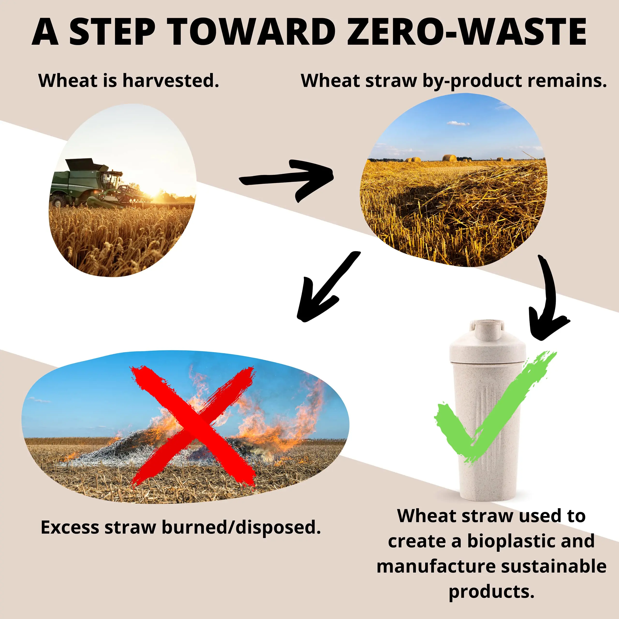 Экологичный шейкер бутылка с миксерным шариком 20 унций (600 мл) | Без БФА Пшеничная солома устойчивая Белковые коктейли смузи