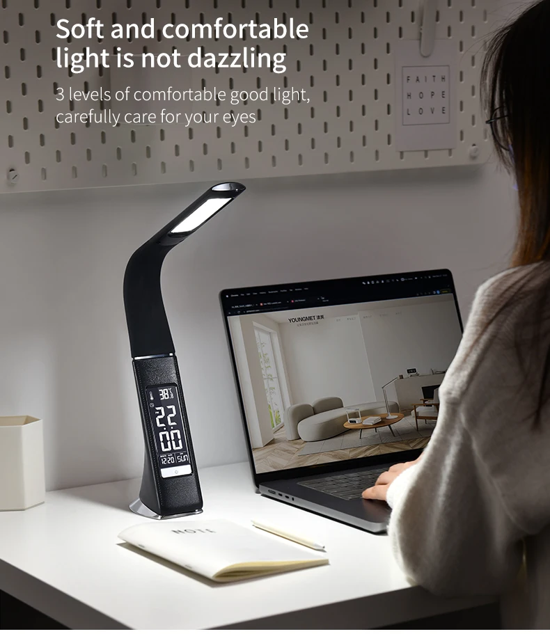 product business eye protection calendar fold gooseneck study read table hotel touch led clock bedside night light desk flexible lamp-42