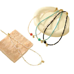 2026 New Arrival Fashionable Handmade Natural Stone Bead Chain Cute ALLOY Chokers Necklaces Waterproof for Gift