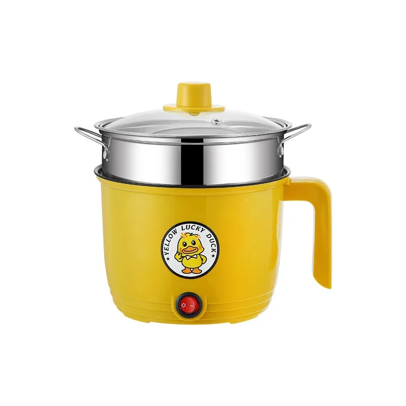 Small Yellow Duck Electric Cooking Pot Portable Cookware Nonstick Pot with Steamer Multifunctional Electronic Soup Pot