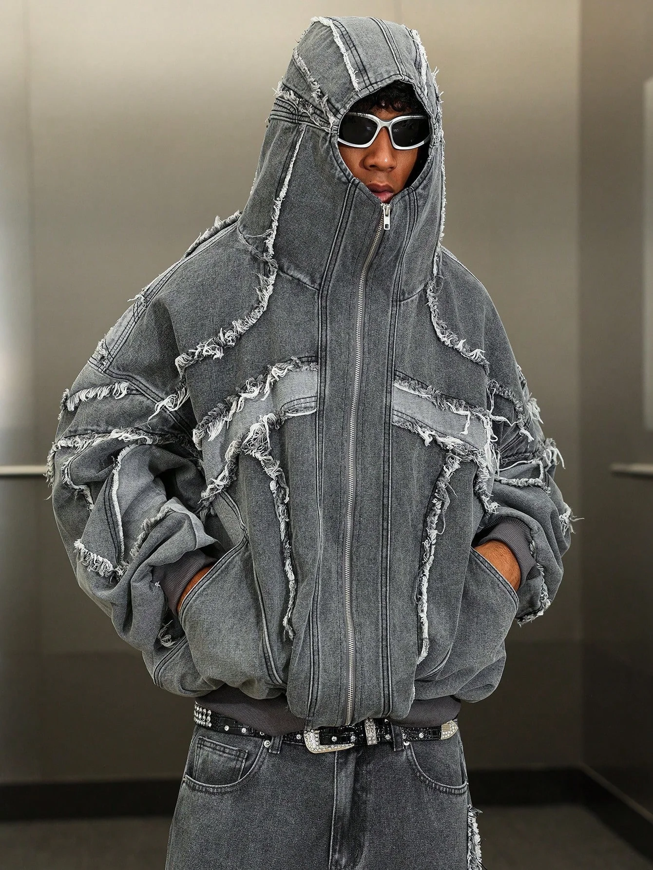 Американски тъмен стил, тежък суичър с качулка и цип, за есен, нишова модна тенденция, винтажен унисекс модел от високата мода