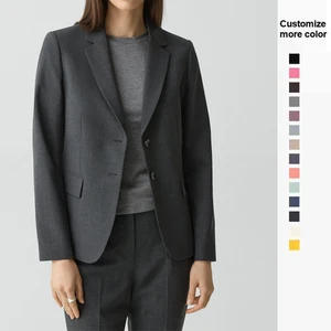 Boutique Women's Elegant Ladies Solid Color Slim Casual Coat Suit Streamline Slim Fit Long Sleeve Ladies Formal Blazer