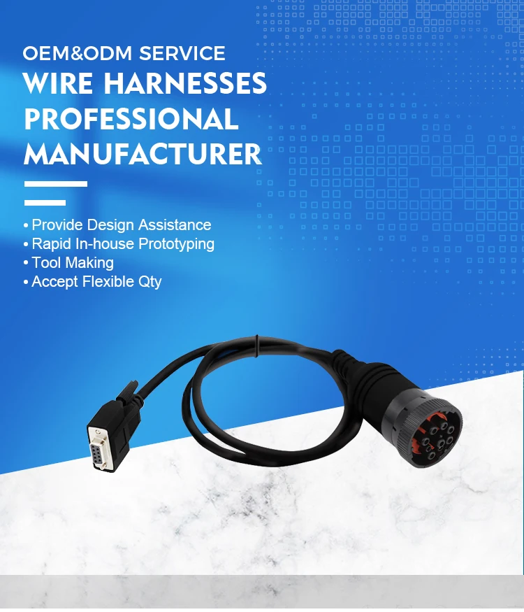 product custom cables obd2 obd ii j1939 automobile can bus 9 pin deutsch harness-2