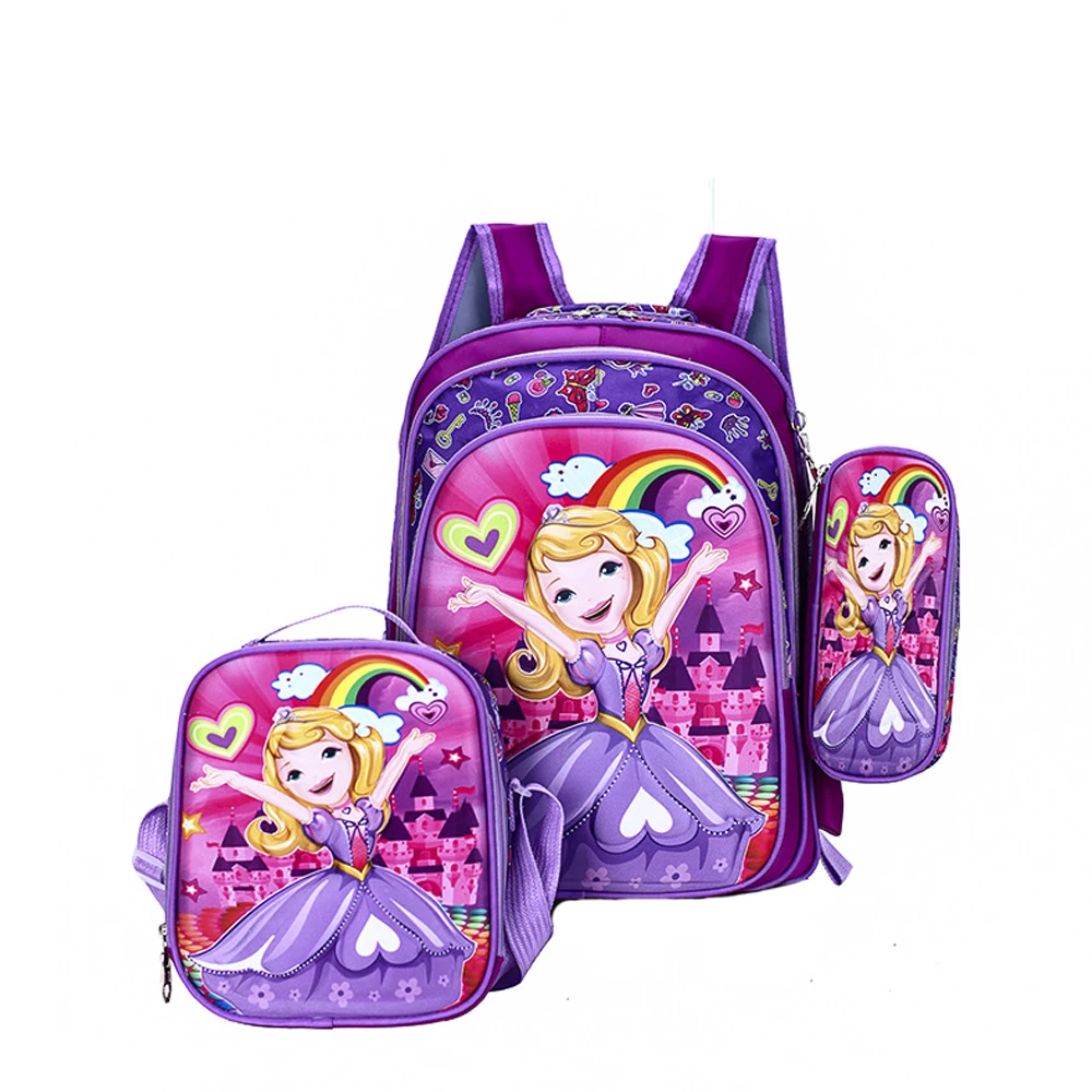 Mixed Designs 3d Cartoon Printed Toddler Schoolbag 3 Pcs Kids Backpacks