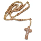 Rosary Beads Cross Wood Beadsrosarycrosscross Cheaper Wood Rosary Beads Necklace Cross Classes Religious Gift Promotion