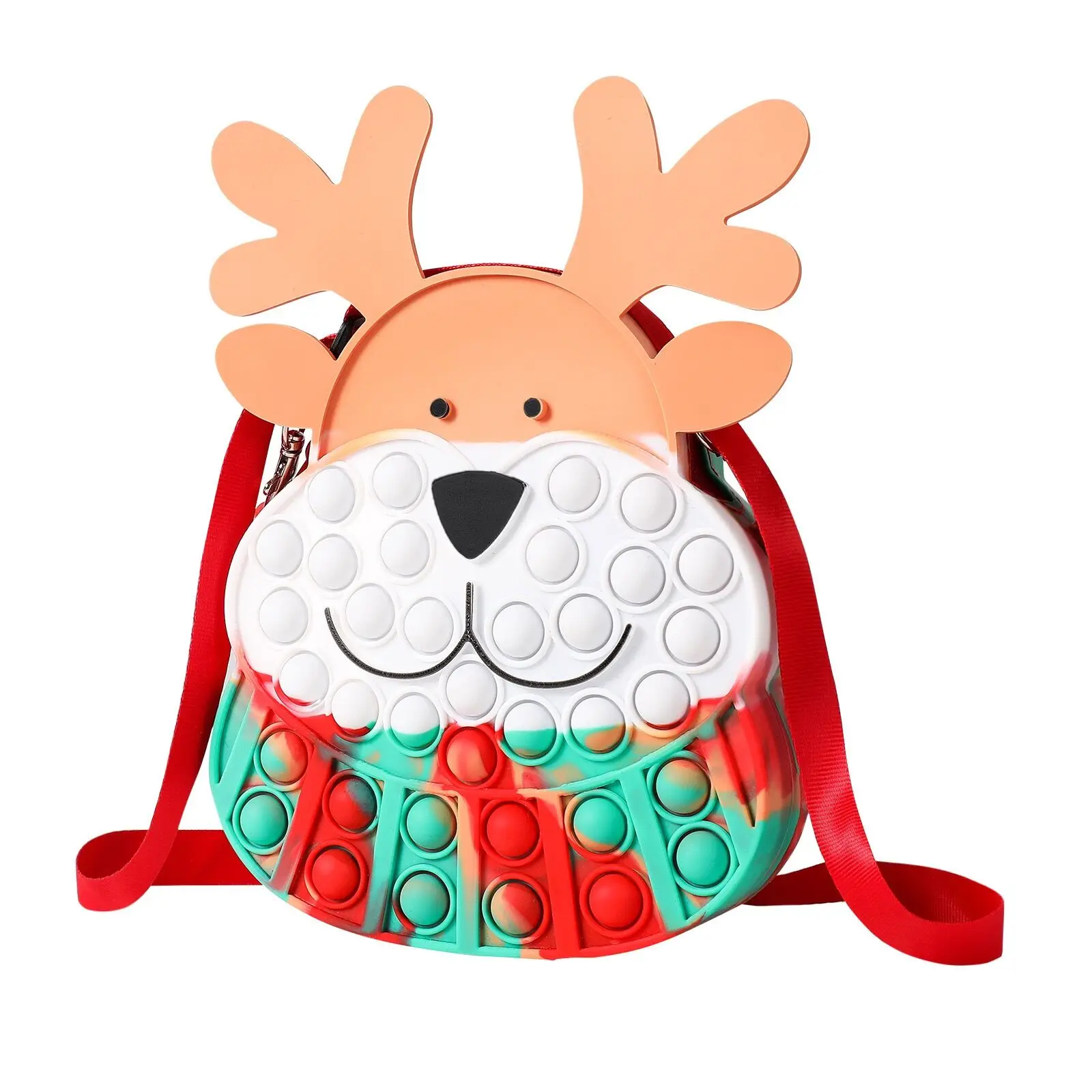 Pop Shoulder Bag Fidget Toys Christmas Pop Purse Candy Bag Stress Relief Anxiety Sensory Fidget Toy Silicone Elk Bag for Girls