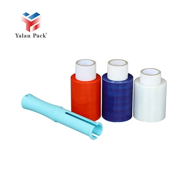 Colored handle plastic film mini stretch film Custom size LLDPE Handy Mini Stretch Film