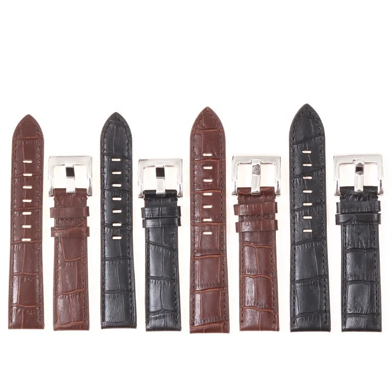 Luxury Genuine Leather Watch Band with Crocodile Pattern Smooth 20mm 22mm Compatible for Montblanc Watch Straps