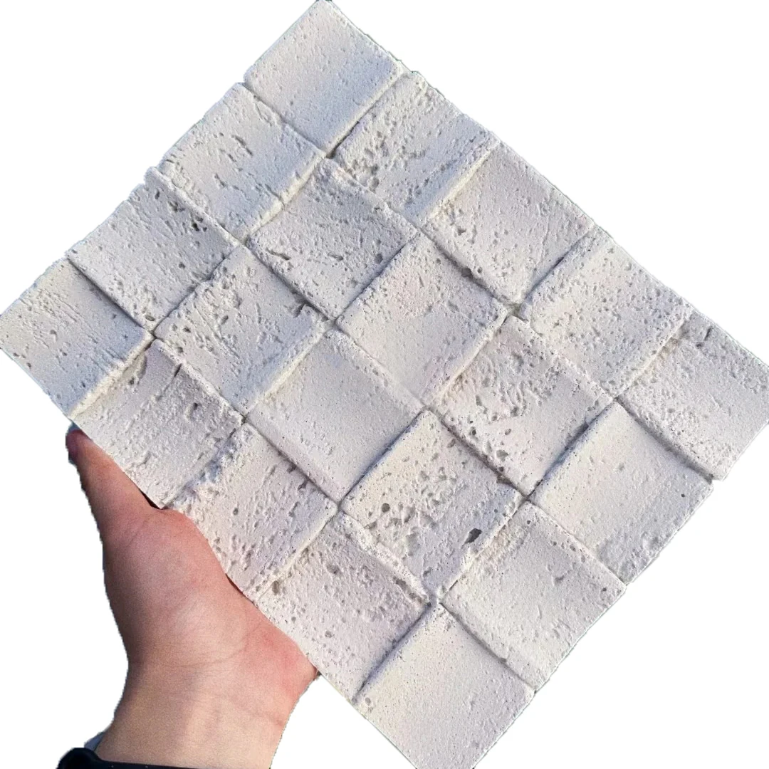 China Building Material Flexible Stone Tile Wall Ceramic Panel Elegant Travertine Mosaic 3D MCM Modern DIY External Wall