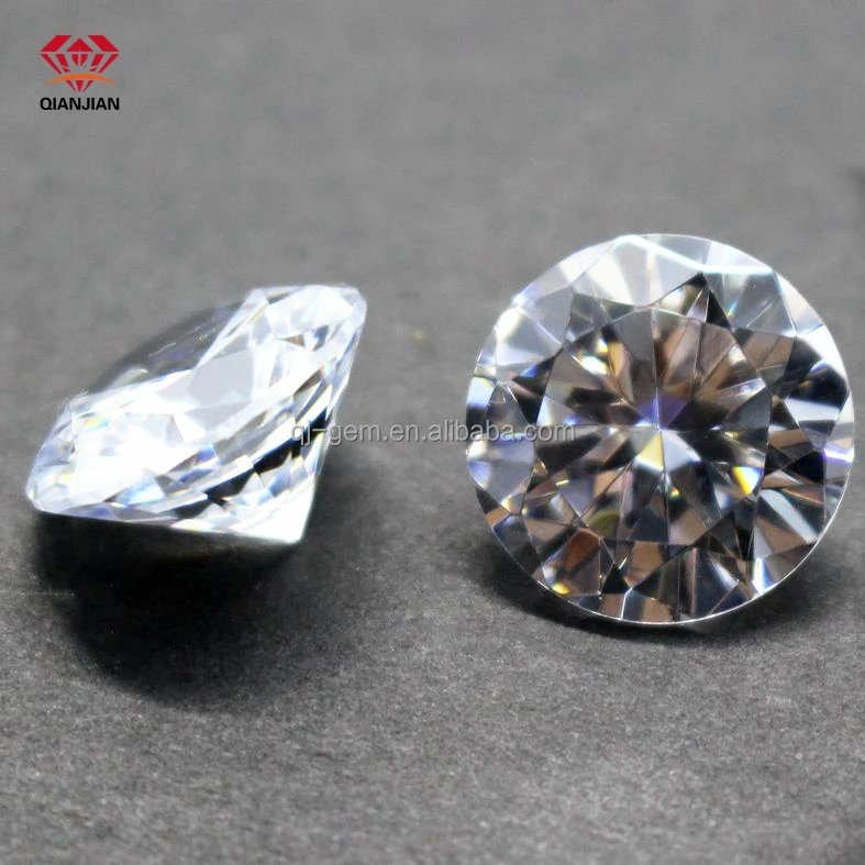 Qianjian Gems Synthetic Zirconia Stone White Color Round Shape Grade 3A-5A Loose Diamonds Wholesale Price CZ Gemstones