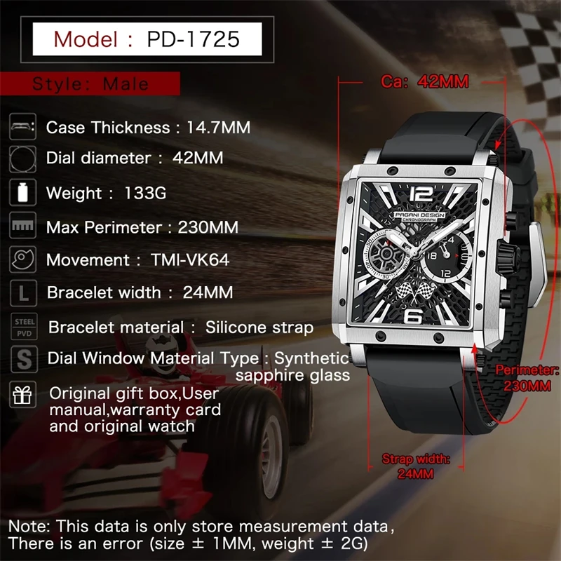PAGANI DESIGN – nouvelles montres pour hommes, montre-bracelet carré Sport de plongée, étanche à 100M, montres à Quartz multifonctions