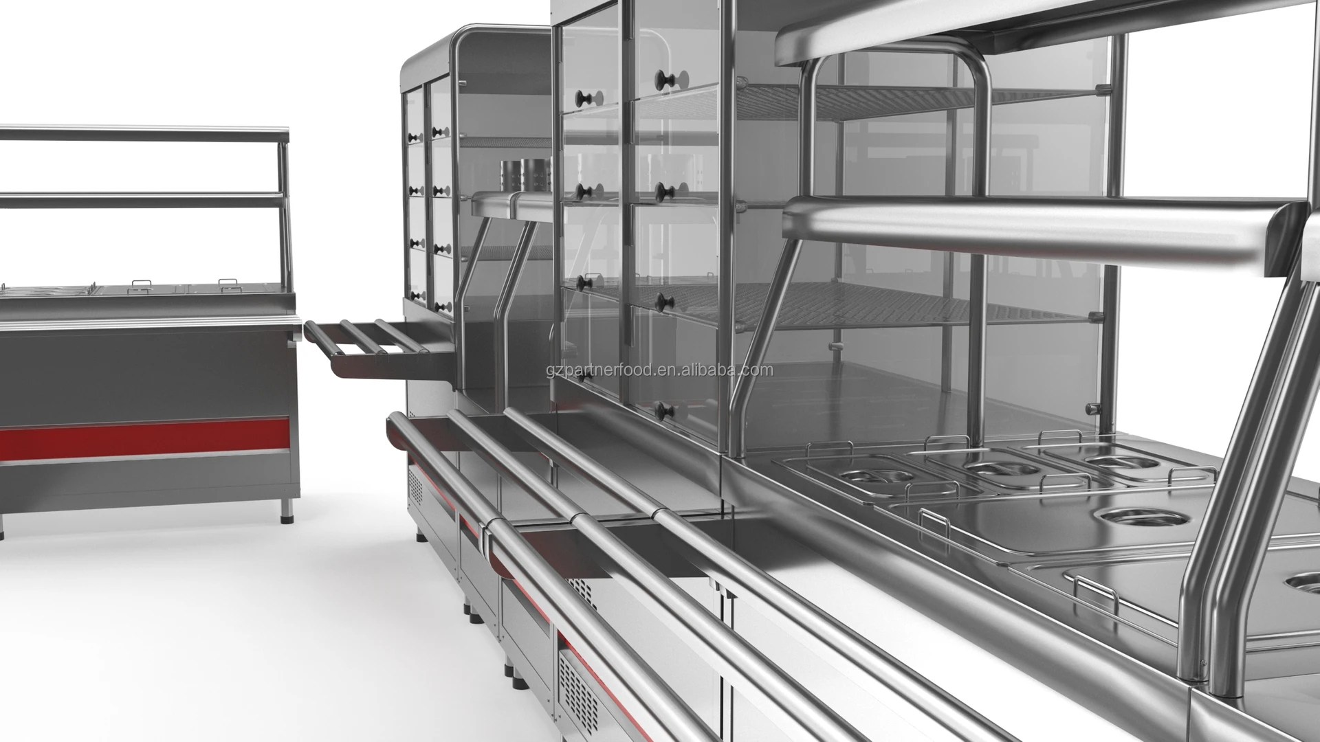 Stainless Steel Self Service Buffet Line Electric Hot and Cold Food Pan ...