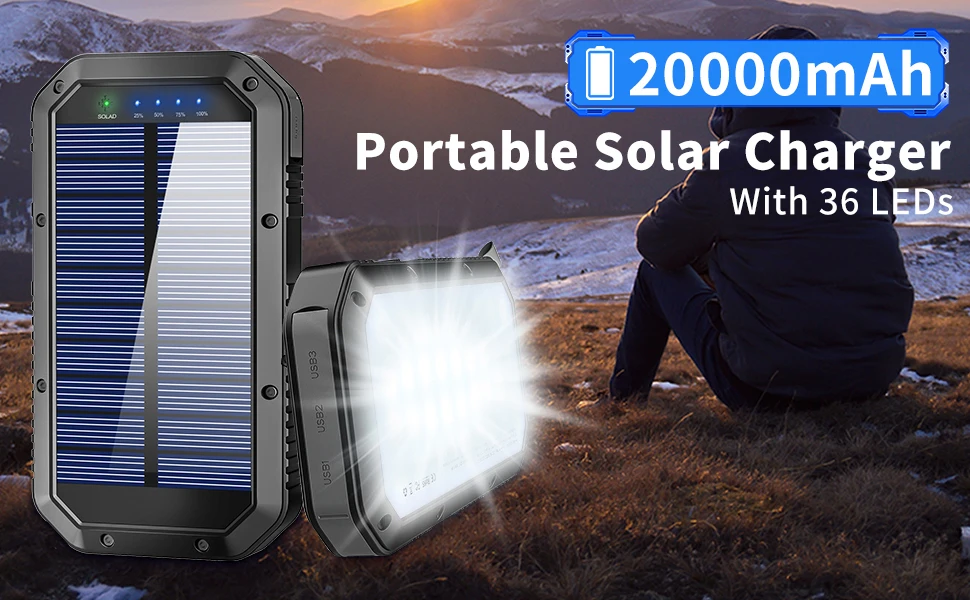 Manual for 20000mah Shockproof Wireless Solar Power Bank