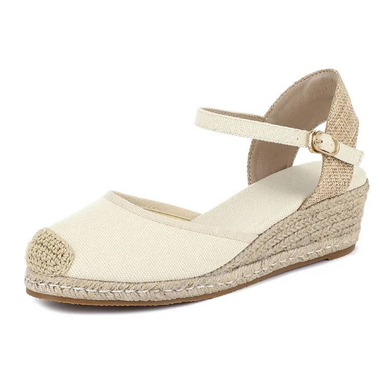 5 cm Summer Espadrilles Sling Back High Heel Platform Wedge Sandals Female Breathable Slip Resistant