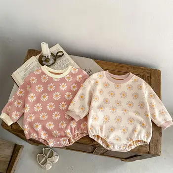 Autumn infant clothes young children baby girls flower long-sleeved baby romper