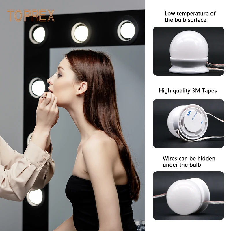 Диммируемое голливудское зеркало для макияжа девочек простое в установке современное акриловое туалетного столика светодиодная лампа