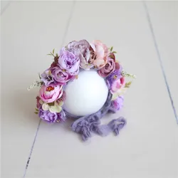 Винтажная Цветочная шляпка с подсолнухом для фотосъемки новорожденных детей ручная вязка шляпа с цветами для новорожденных девочек реквизит для фотосъемки