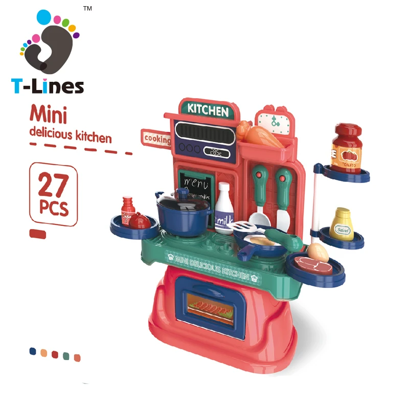 Лидер продаж, Amazon, мини-кухонные игрушки, игровой набор, ролевые игры, настоящие кулинарные игры, 27 шт. для детей