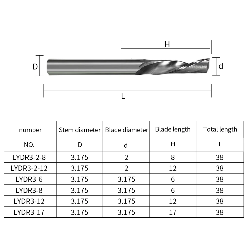 YINGBA Custom Solid Carbide Aluminium End Mill 1.5mm Cnc Router Bit for Aluminium Milling Cutter 3.175 -12mm