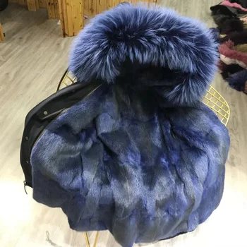 YRCH133B Natural color Real Mink Fur Coat With Fur Hood Women Hooded Fur Parka X-long