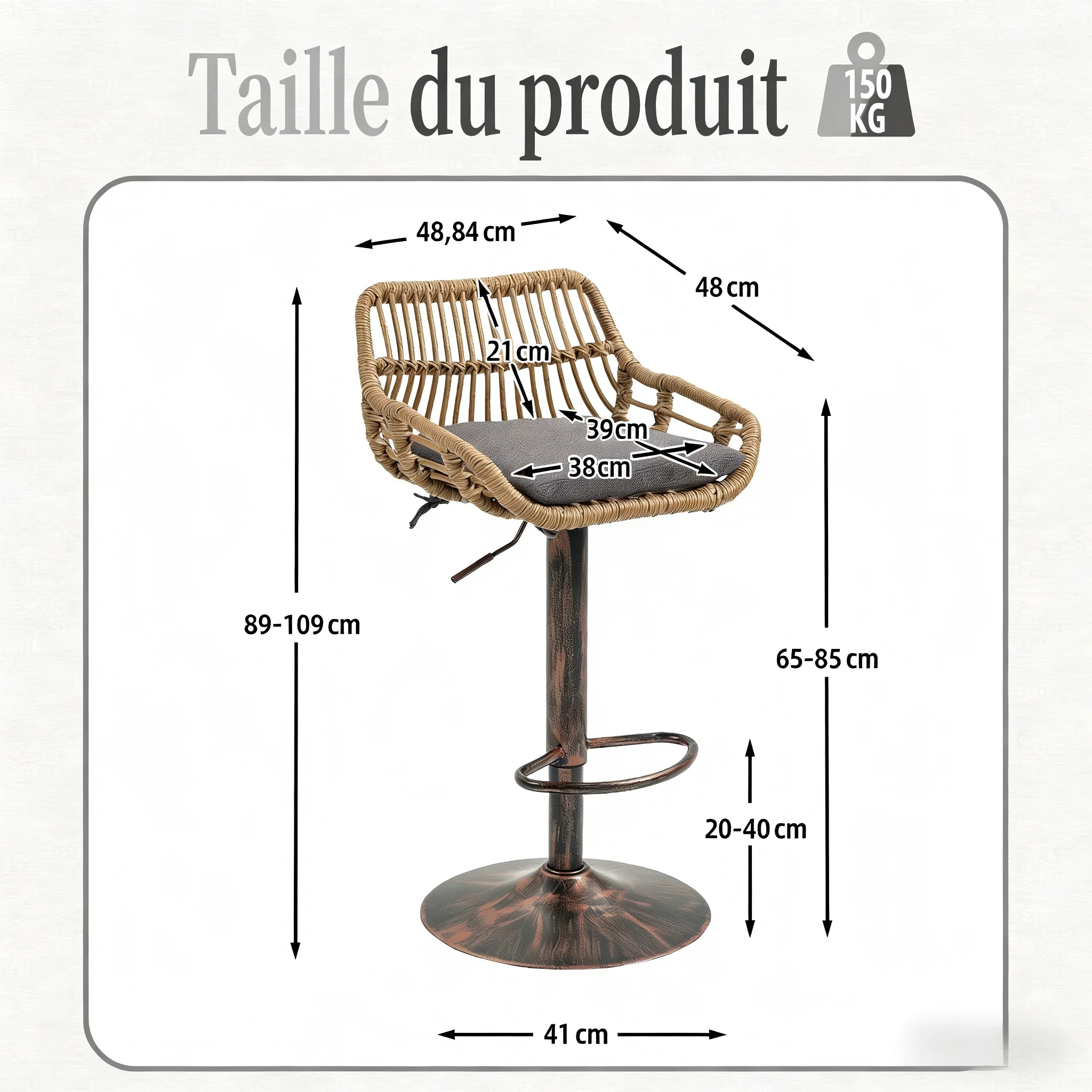 Tabouret bar pivotant 360°