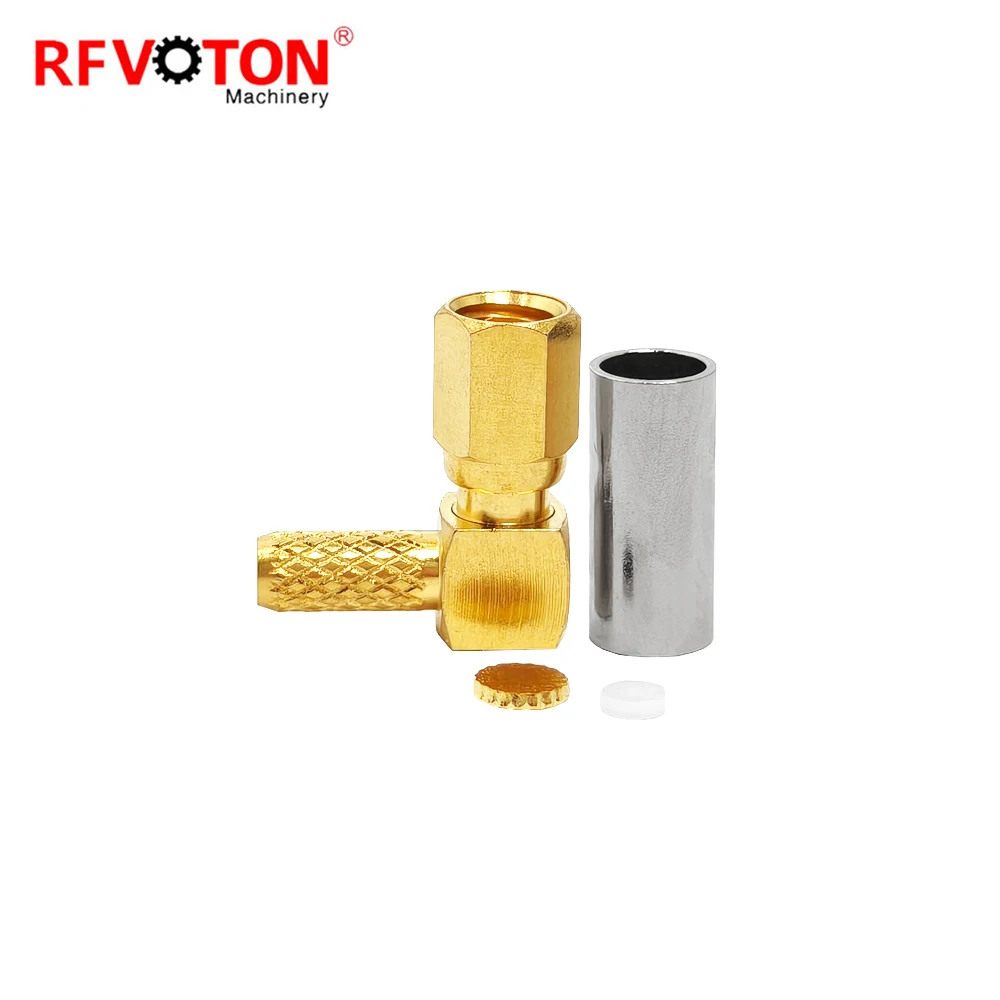 90 Degree SSMC Female Crimp Connector for RG316 Space-Saving Right Angle RF Adapter for Dense Installations
