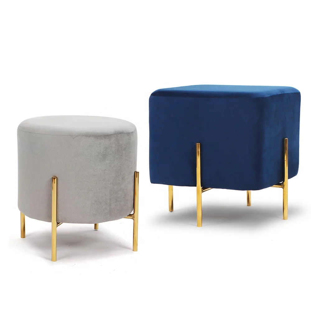Пуф, оттоманка, ножная табуретка, золотой и белый табурет, боковой стол