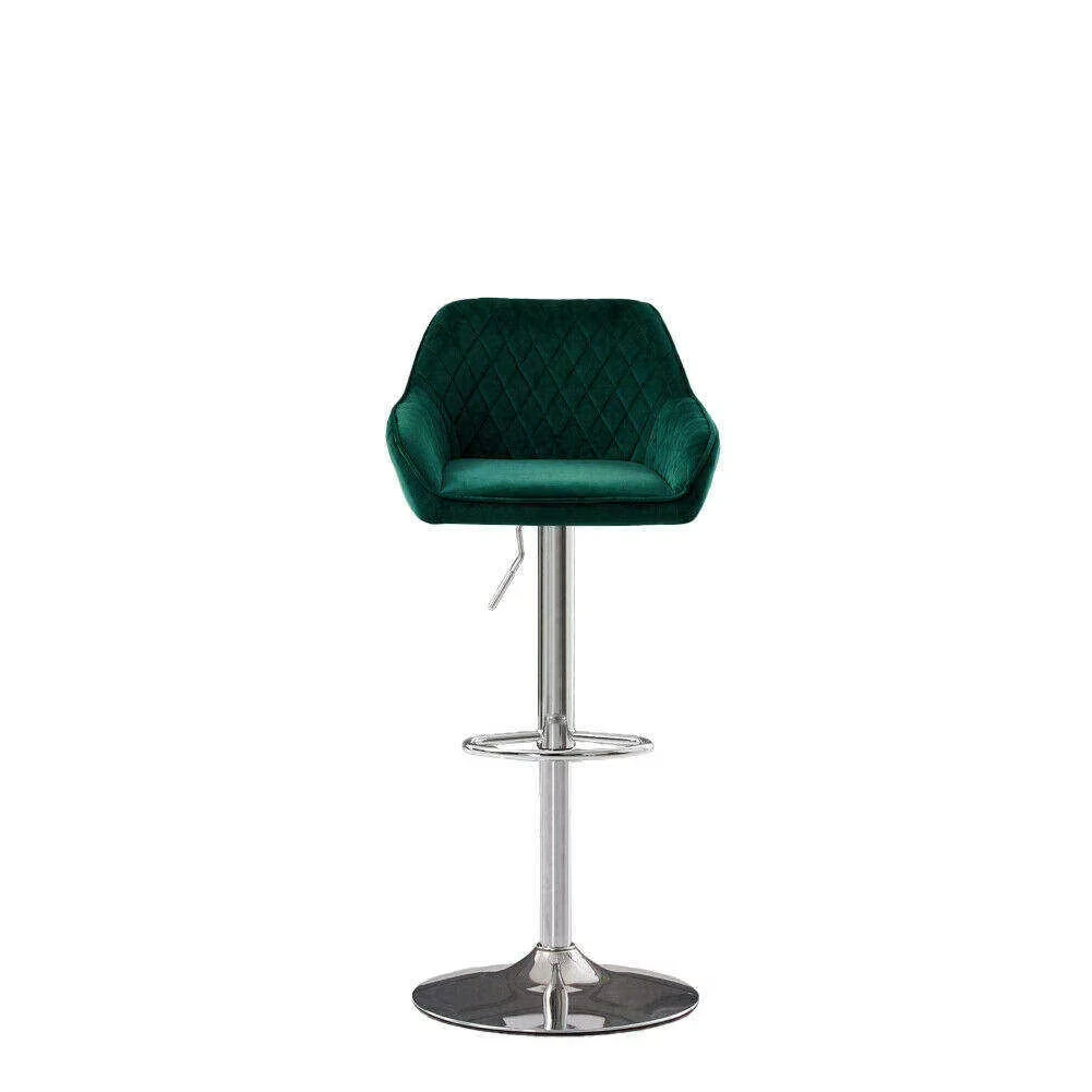 STA-02 Customized Color Bar Stools Adjustable Metal Velvet Backrest Luxury Kitchen Fabric Swivel Bar Chairs